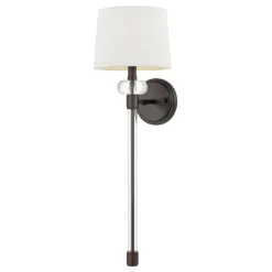 Wandlampe Stoff Metall 67,6 cm hoch Modern Bronze Antik Weiß