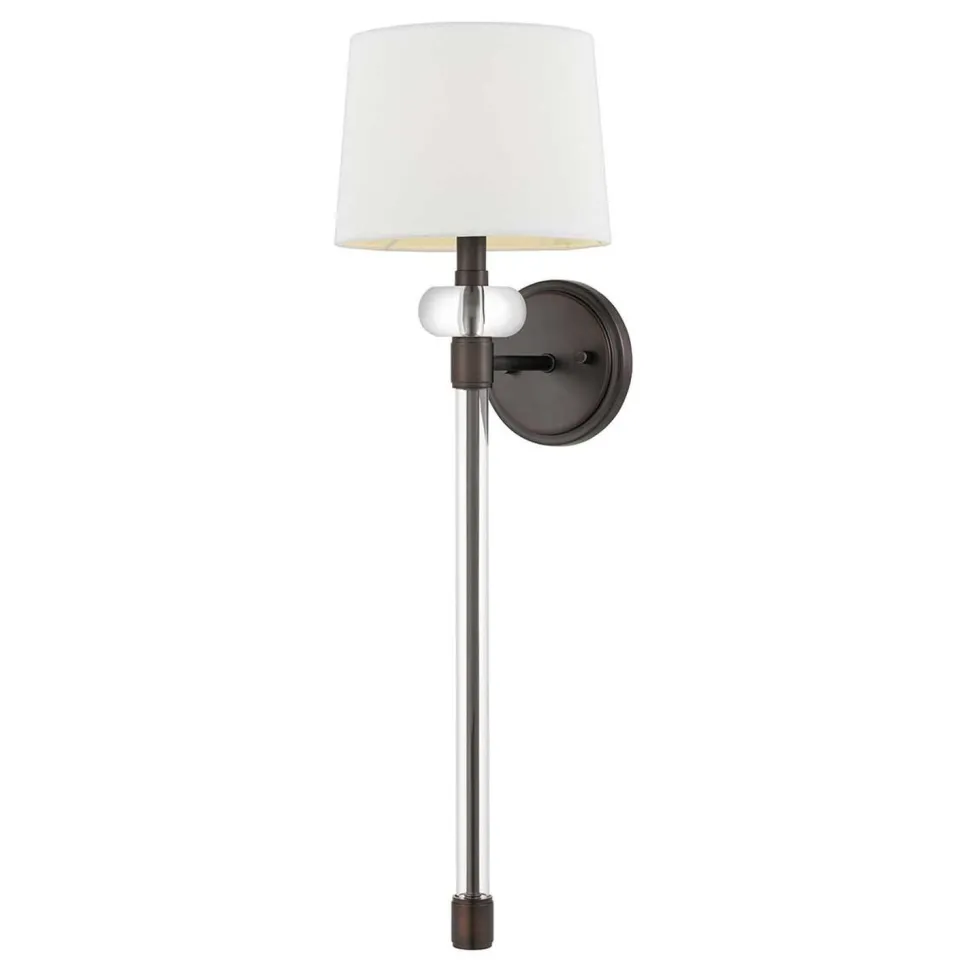 Wandlampe Stoff Metall 67,6 cm hoch Modern Bronze Antik Weiß
