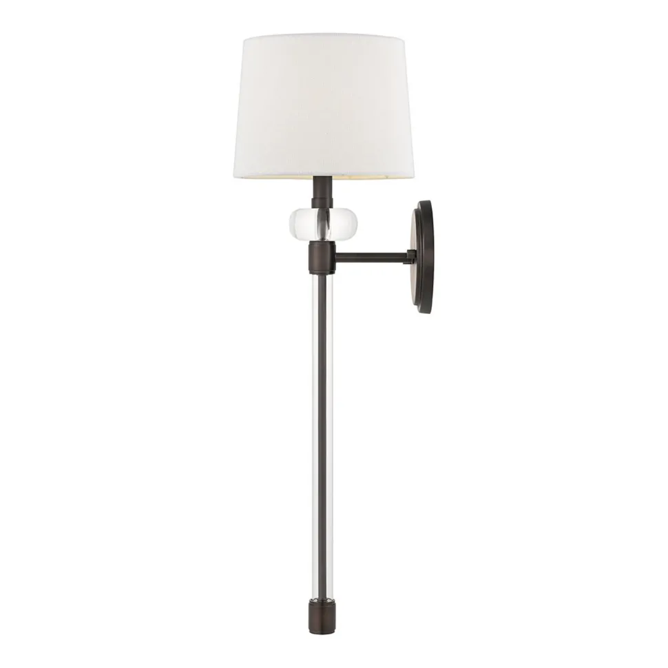 Wandlampe Stoff Metall 67,6 cm hoch Modern Bronze Antik Weiß