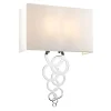 Wandlampe Stoff Metall in Creme Chrom Modern eckig
