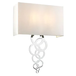 Wandlampe Stoff Metall in Creme Chrom Modern eckig