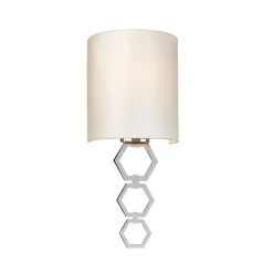 Wandlampe Stoff Schirm in Creme Chrom schmal E27