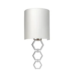 Wandlampe Stoff Schirm in Creme Chrom schmal E27