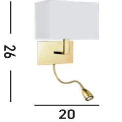 Wandlampe Stoffschirm blendarm H:26 cm Lesearm flexibel