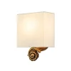 Wandlampe Stoffschirm H: 25,4 cm in Blattgold Weiß
