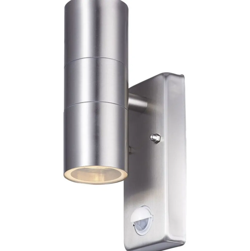 Wandlampe Up Down Edelstahl in Silber IP44 GU10 außen