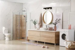 Wandlampe Up Down mit Schalter IP44 3x G9 Schwarz Weiß Bad