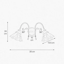 Wandlampe verstellbar B: 35 cm Keramik Messing 2-flammig E14