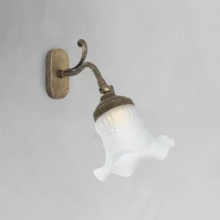 Wandlampe verstellbar E14 in Bronze Antik Weiß Messing Glas