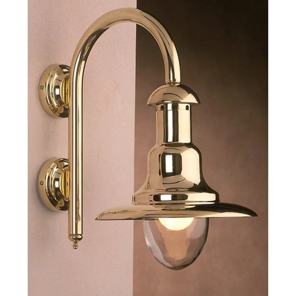 Wandlampe VIAREGGIO Messing Glas Maritim glanzvoll