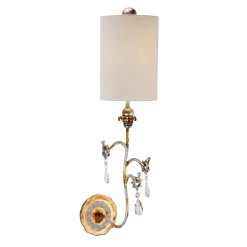 Wandlampe VICA in Gold Seide Kristall B19cm Lampe