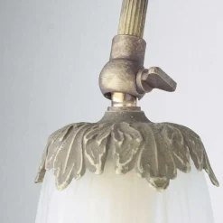Wandlampe Weiß aus Glas und Echt-Messing