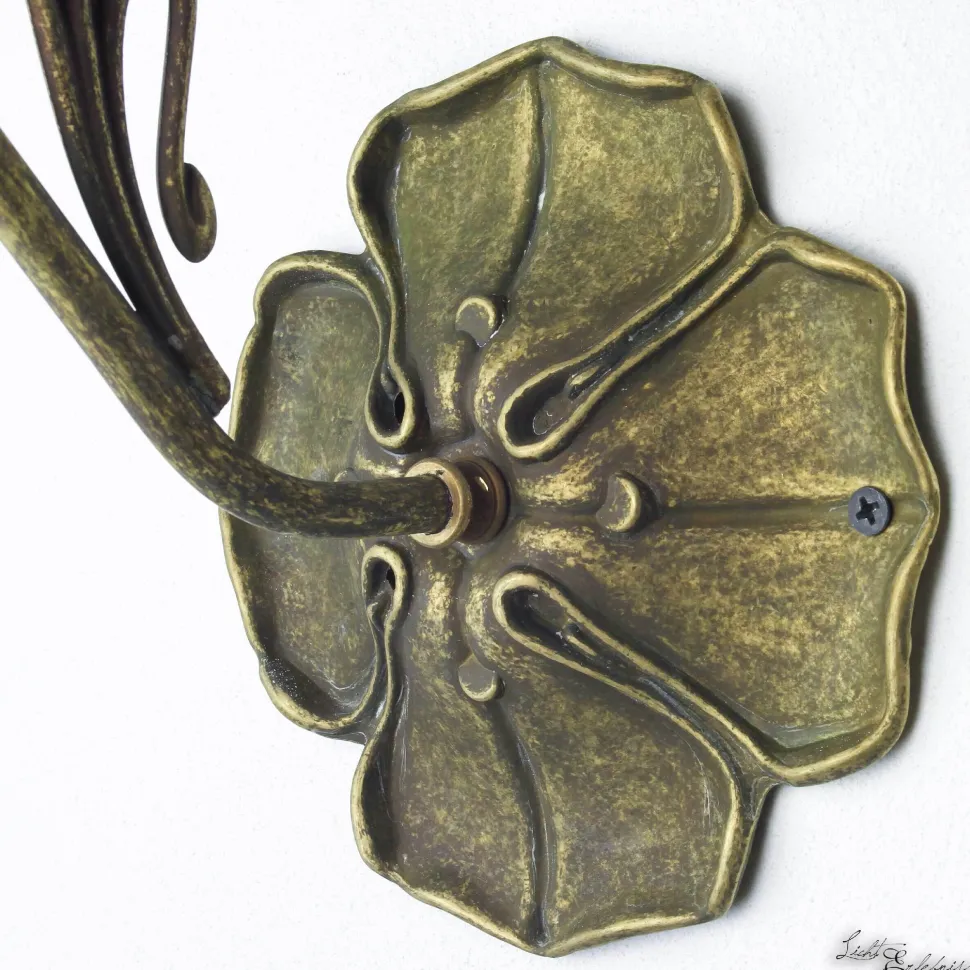 Wandlampe Weiß Floral aus Echt-Messing