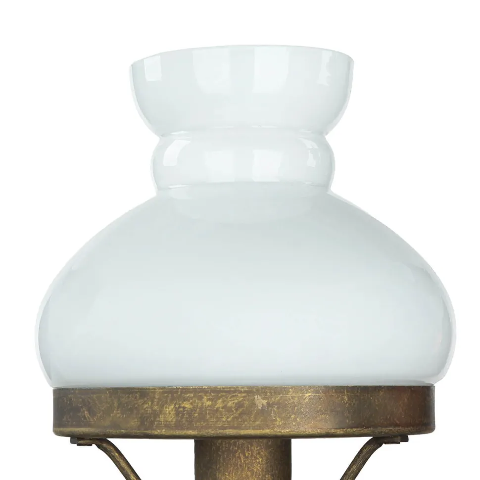 Wandlampe Weiß Glasschirm aus Echt-Messing Antik