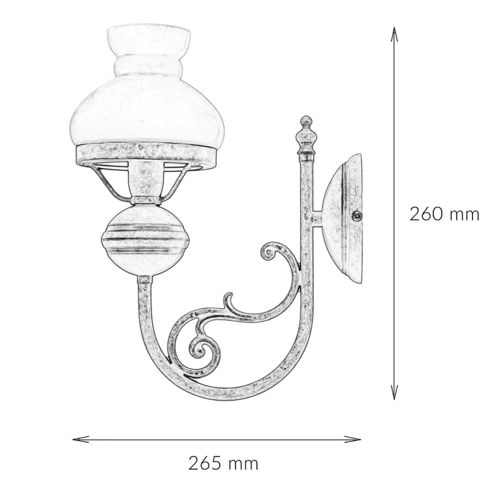 Wandlampe Weiß Glasschirm aus Echt-Messing Antik