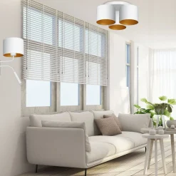 Wandlampe Weiß Gold Stoff Lesearm E27 G9 blendarm