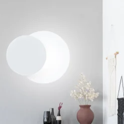 Wandlampe Weiß Metall Holz rund Skandinavisch G9