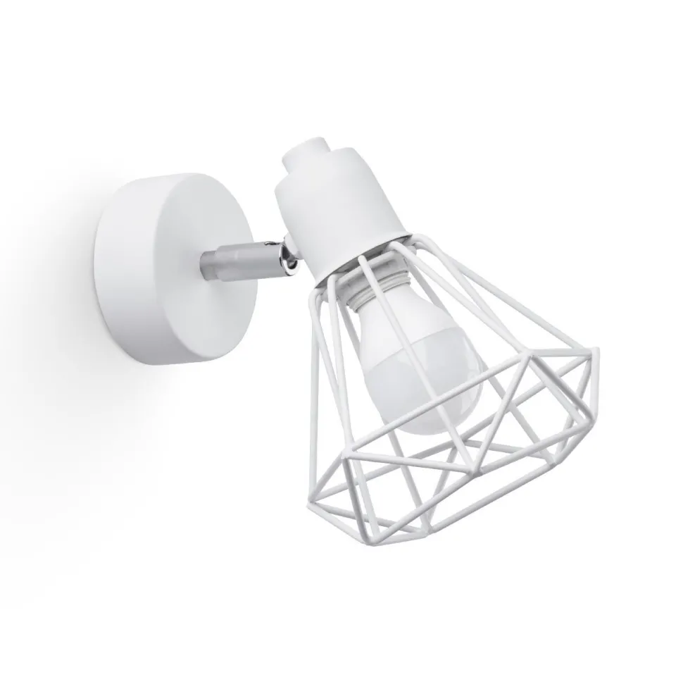 Wandlampe Weiß schwenkbar Draht Schirm E27 Retro