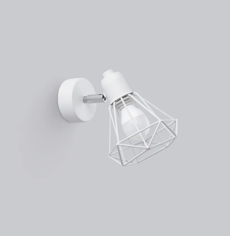 Wandlampe Weiß schwenkbar Draht Schirm E27 Retro