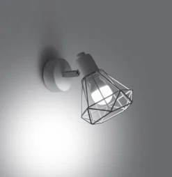 Wandlampe Weiß schwenkbar Draht Schirm E27 Retro