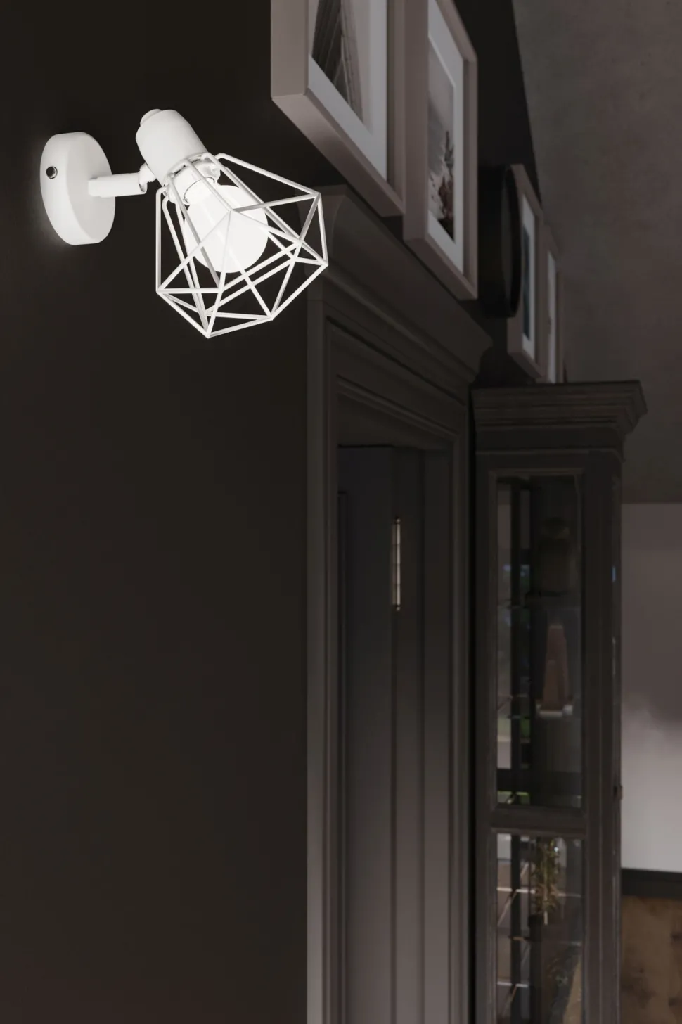 Wandlampe Weiß schwenkbar Draht Schirm E27 Retro