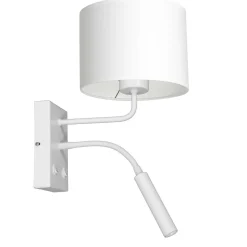 Wandlampe Weiß Stoff Lesearm E27 G9 H:38 cm blendarm