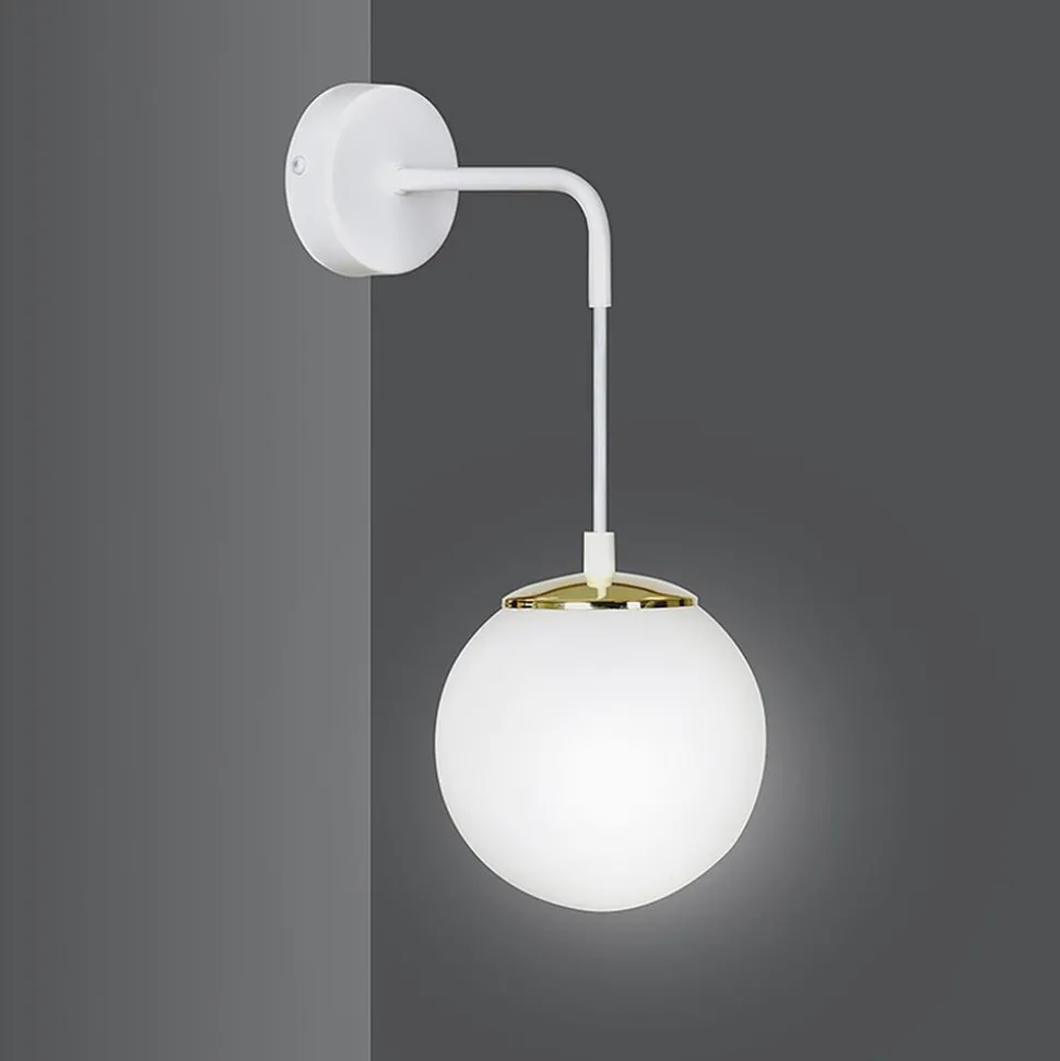 Wandlampe Weiß verstellbar Kugel Schirm Glas Metall E27