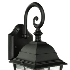 Wandlaterne außen Schwarz E27 H: 37 cm Aluminium Glas