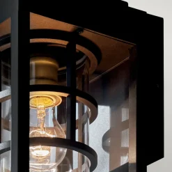 Wandlaterne Schwarz für E27 IP44 45,7 cm hoch Vintage