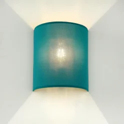 Wandleuchte ALICE Stoff Schirm Petrol halbrund Loft