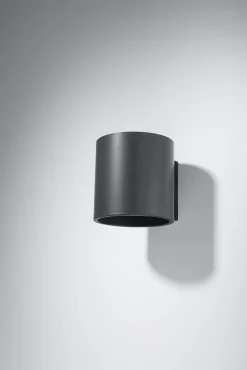 Wandleuchte Anthrazit Metall klein H:10cm rund VALERYA