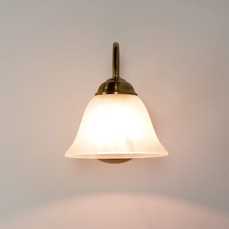 Wandleuchte ATHEN in Messing Rustikal Glasschirm