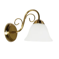 Wandleuchte ATHEN in Messing Rustikal Glasschirm