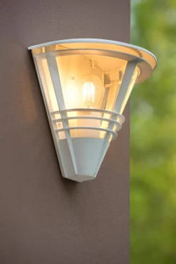 Wandleuchte Außen Aluminium Weiß IP44 E27 T:27 cm