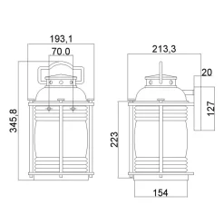 Wandleuchte außen Aluminium Glas 34,6 cm hoch IP44 E27