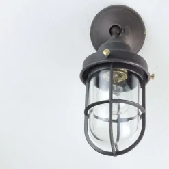 Wandleuchte Außen aus Echt-Messing in Bronze