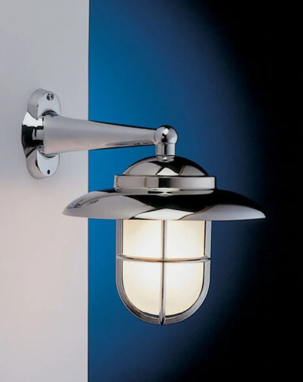 Wandleuchte Außen Chrom Messing IP43 Maritim Haus