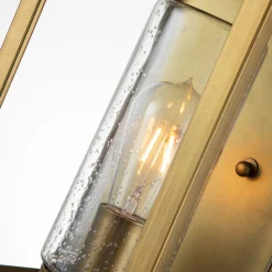 Wandleuchte außen E27 IP44 44,5 cm hoch in Messing antik