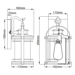 Wandleuchte außen E27 IP44 H: 28,9 cm Aluminium Glas