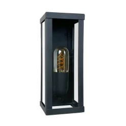 Wandleuchte außen E27 IP43 H: 25 cm Eisen Glas