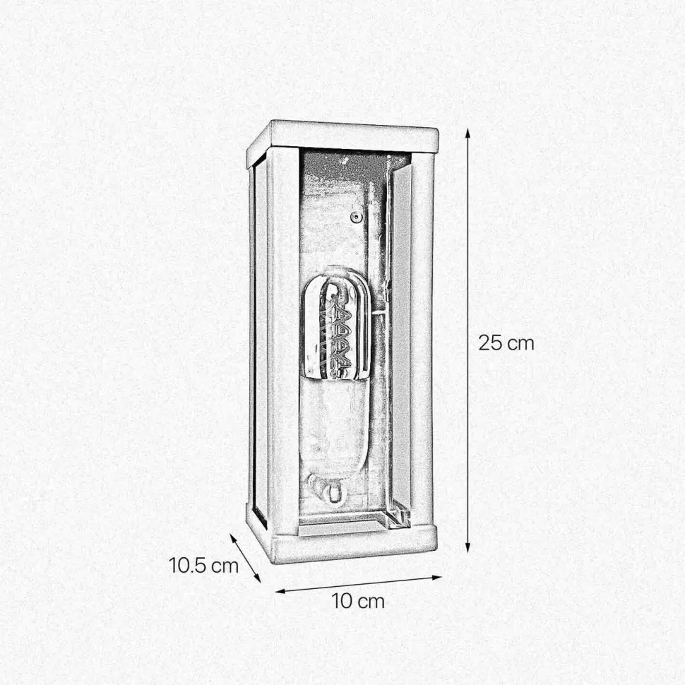 Wandleuchte außen E27 IP43 H: 25 cm Eisen Glas