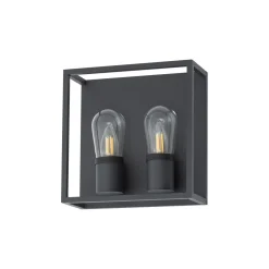 Wandleuchte außen 2-flammig IP54 Graphit E14 Glas Aluminium