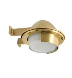 Wandleuchte außen Glas Echt-Messing G9 IP64 14 cm breit