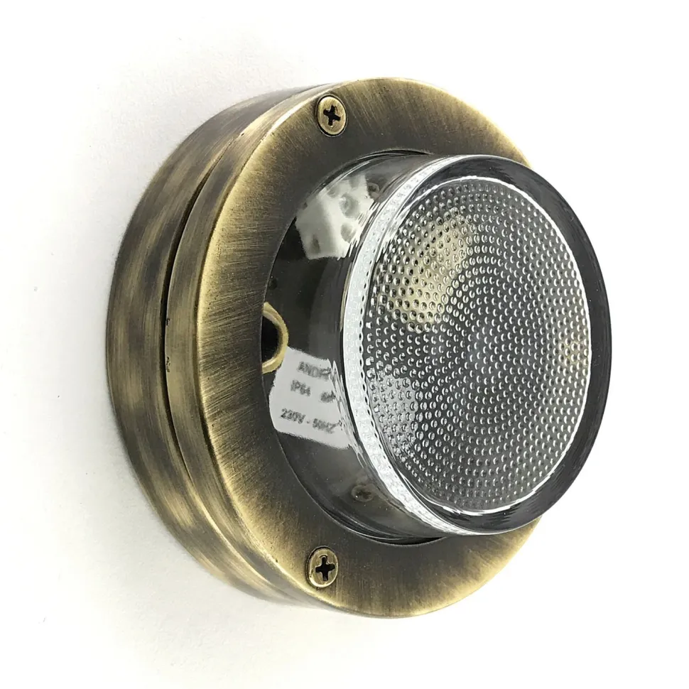 Wandleuchte außen Glas Messing massiv G9 IP64 D: 14 cm