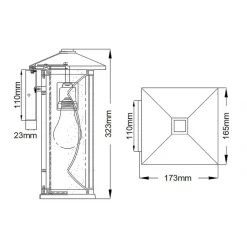 Wandleuchte außen H: 32,3 cm IP44 E27 Balkon Terrasse