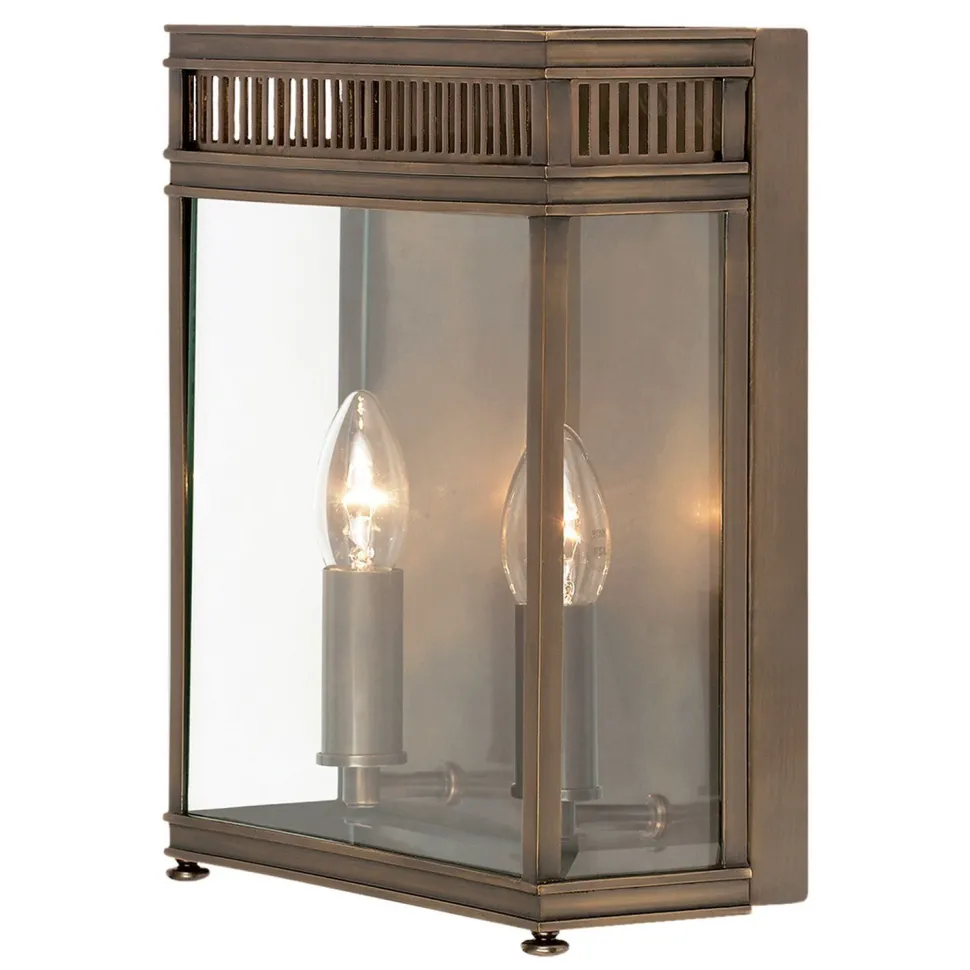 Wandleuchte Außen in Bronze Echt-Messing eckig IP44