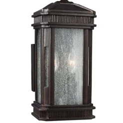 Wandleuchte Außen in Bronze H: 36 cm Antik Regenglas