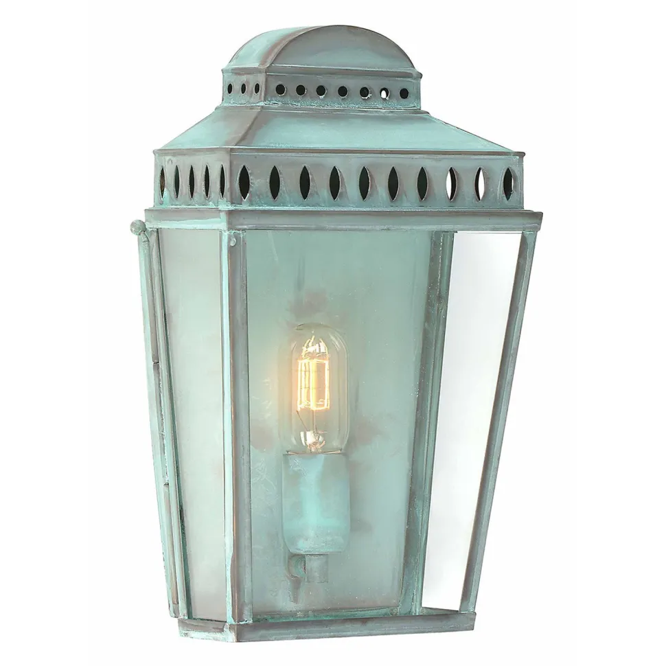 Wandleuchte Außen in Grün antik aus Messing Vintage