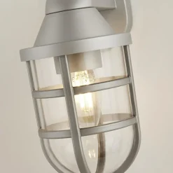 Wandleuchte außen in Silber IP44 E27 Maritim H: 21 cm
