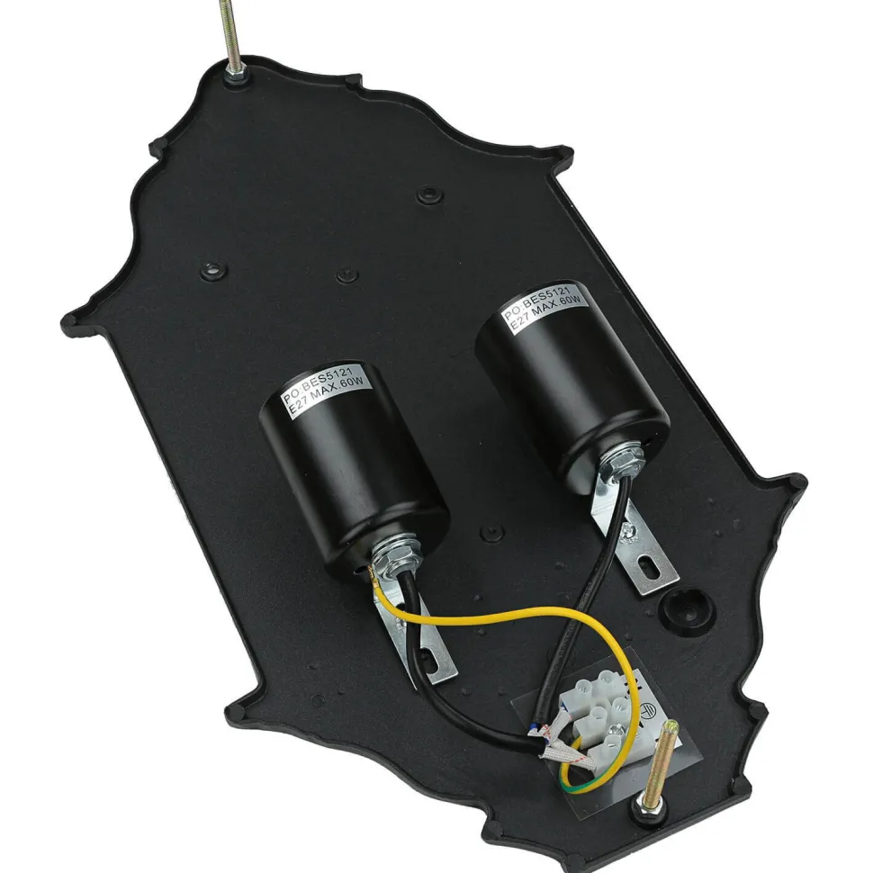 Wandleuchte Außen IP44 Glas Alu H: 43 cm 2x E27 Schwarz